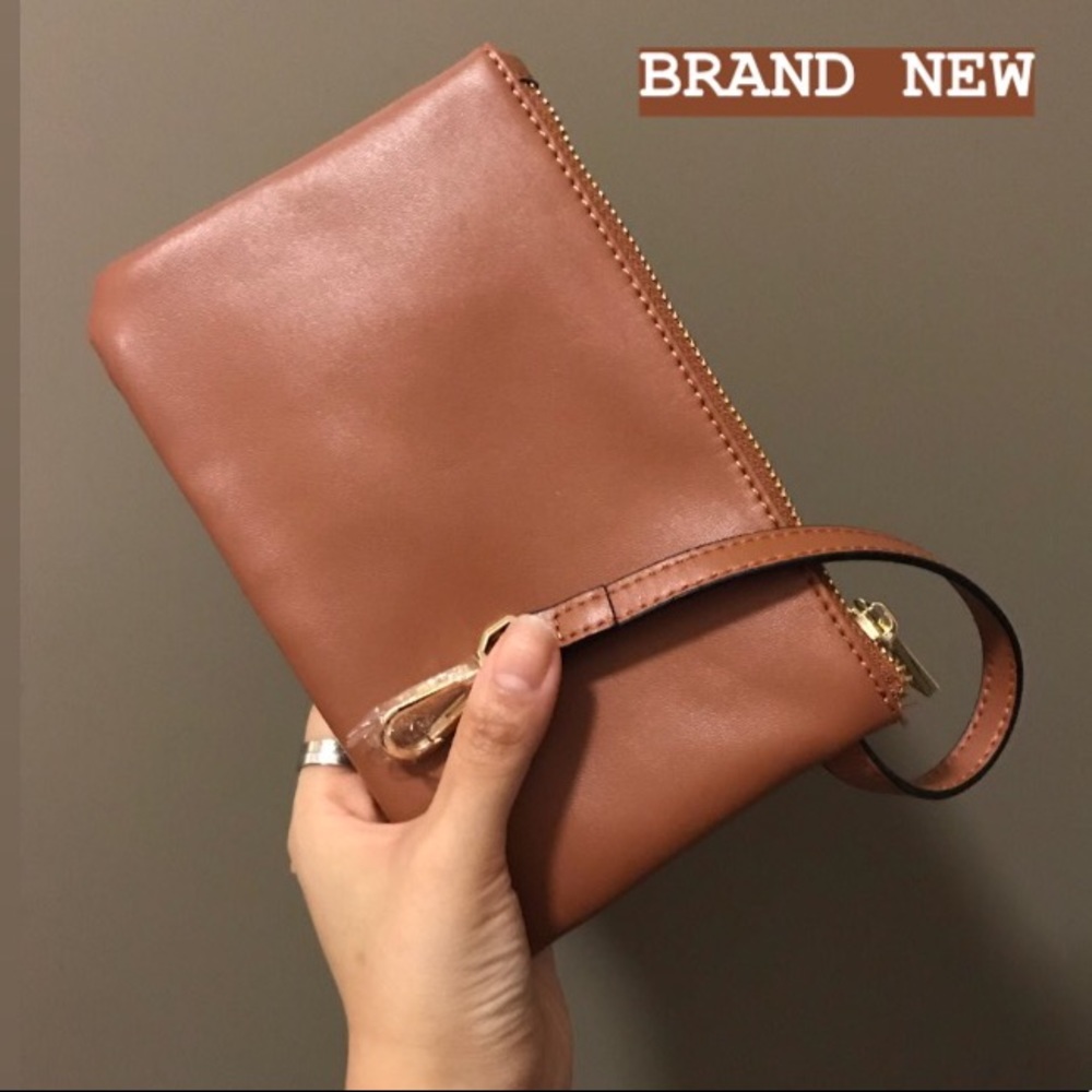Brand new brown faux leather pouch